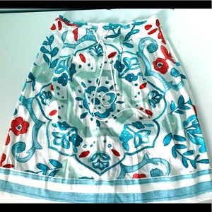 LOFT White Summery Floral Skirt T2035